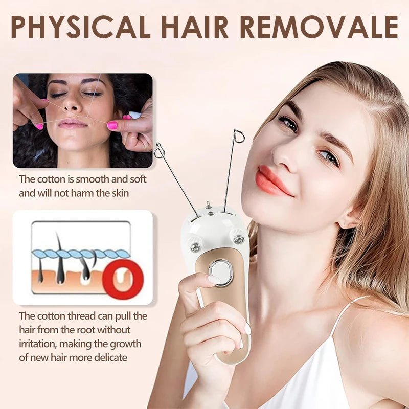 Portable Electric Cotton Threading Hair Remover for Face and Body - 14