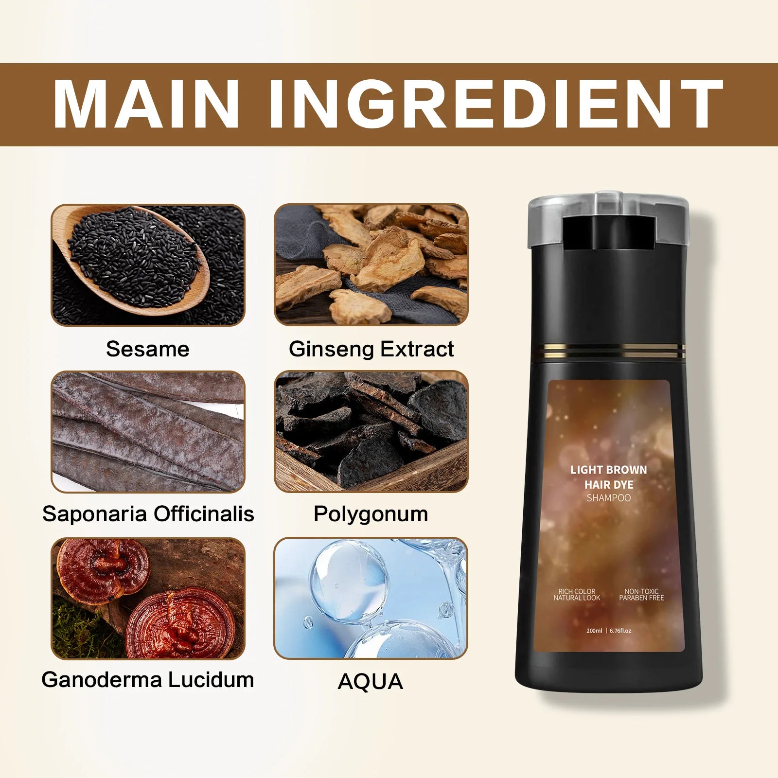 Instant Light Brown Hair Dye Shampoo for Gray Coverage - 17