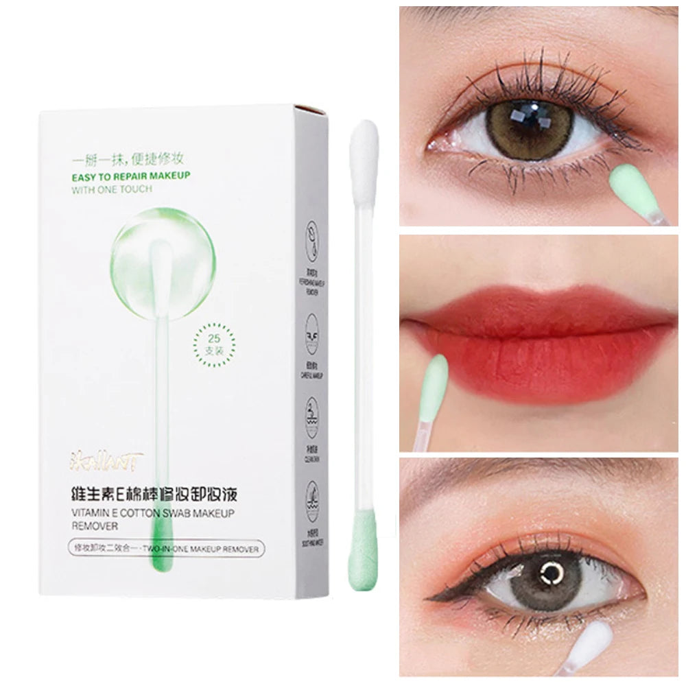 Pre-Soaked Makeup Remover Cotton Swabs for Precision Cleaning - 1