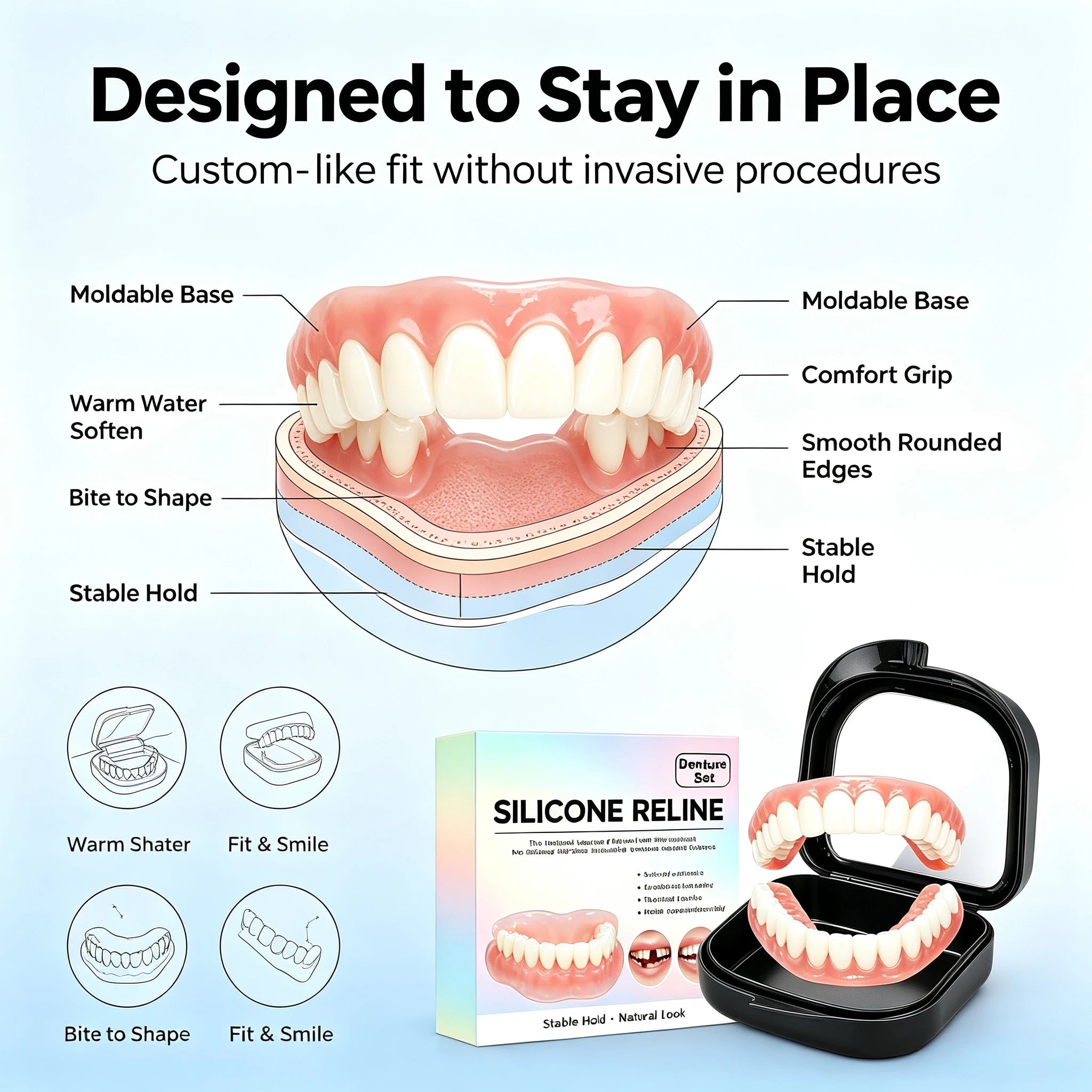 Instant Fit Realistic Cosmetic Denture Set - 5