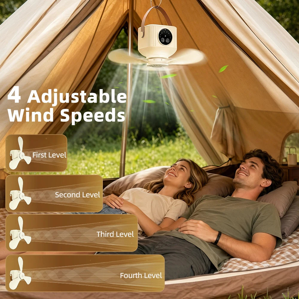 Portable Rechargeable Ceiling Fan with LED Light and Remote - 8