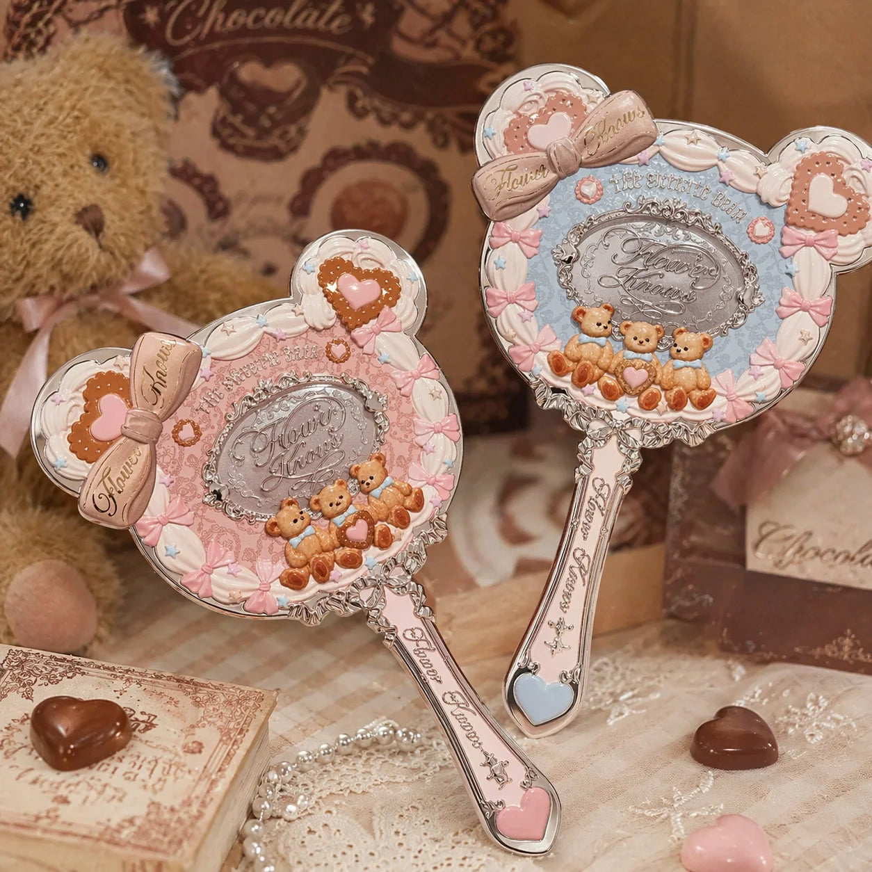 Vintage Aesthetic Bear Handheld Makeup Mirror - 7