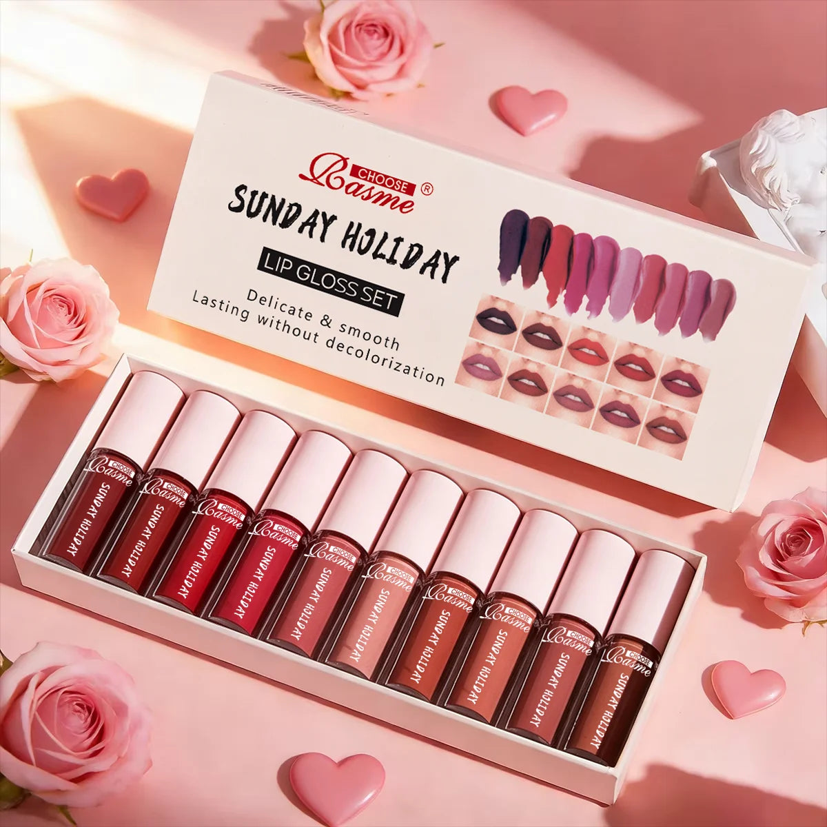 10-Color Velvet Matte Lip Gloss Set - 1
