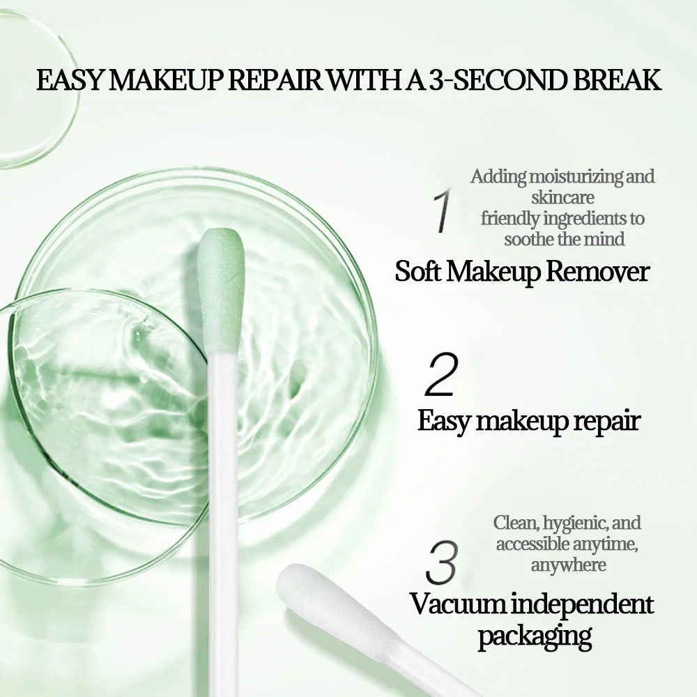 Pre-Soaked Makeup Remover Cotton Swabs for Precision Cleaning - 3