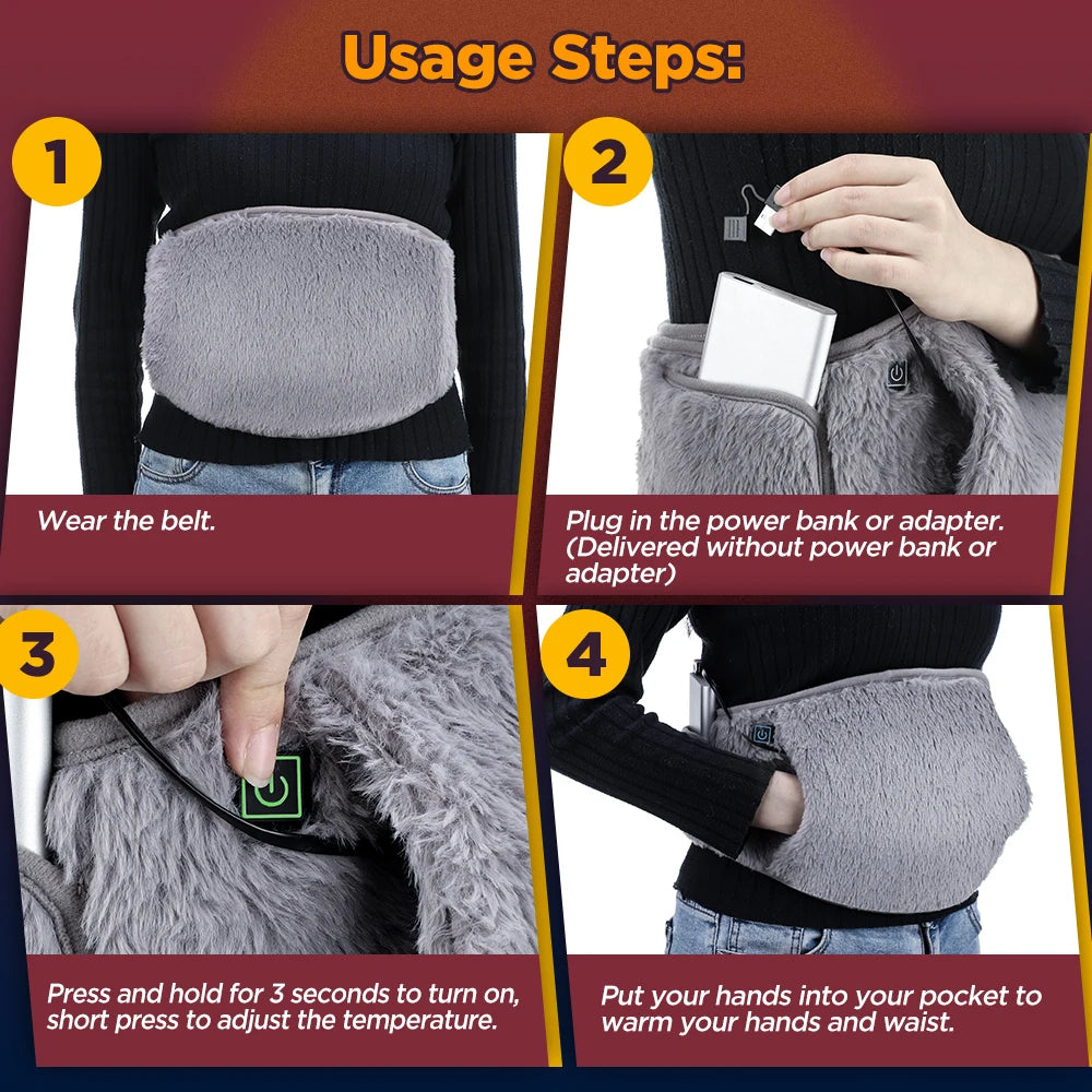 2-in-1 Electric Heated Abdomen and Hand Warming Belt - 11