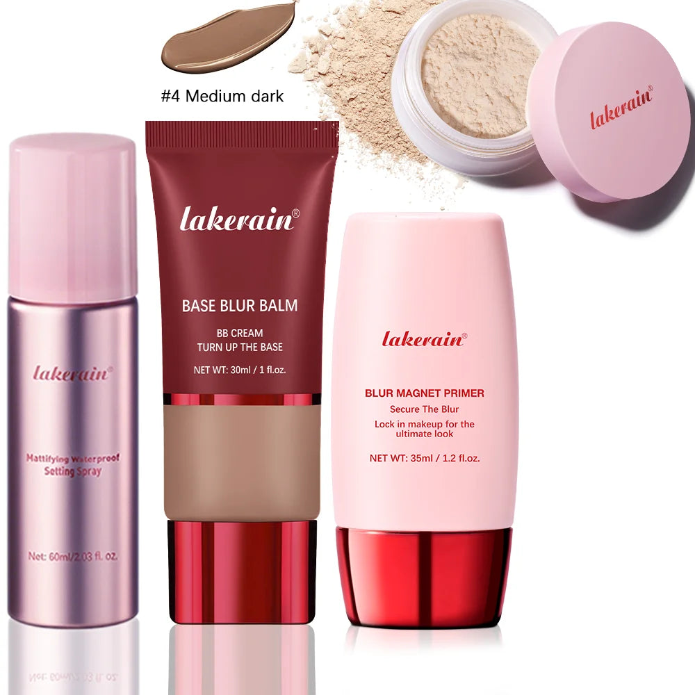 4-Piece Long-Lasting Waterproof Makeup Base and Setting Set - 33