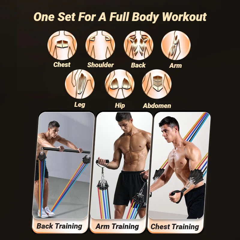 11-Piece Adjustable Resistance Band Set for Full Body Workout - 3