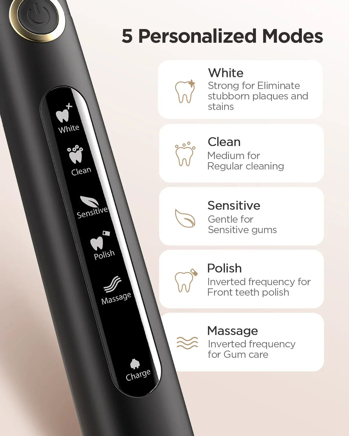 Sonic Rechargeable Electric Toothbrush with 4 Replacement Heads - 2