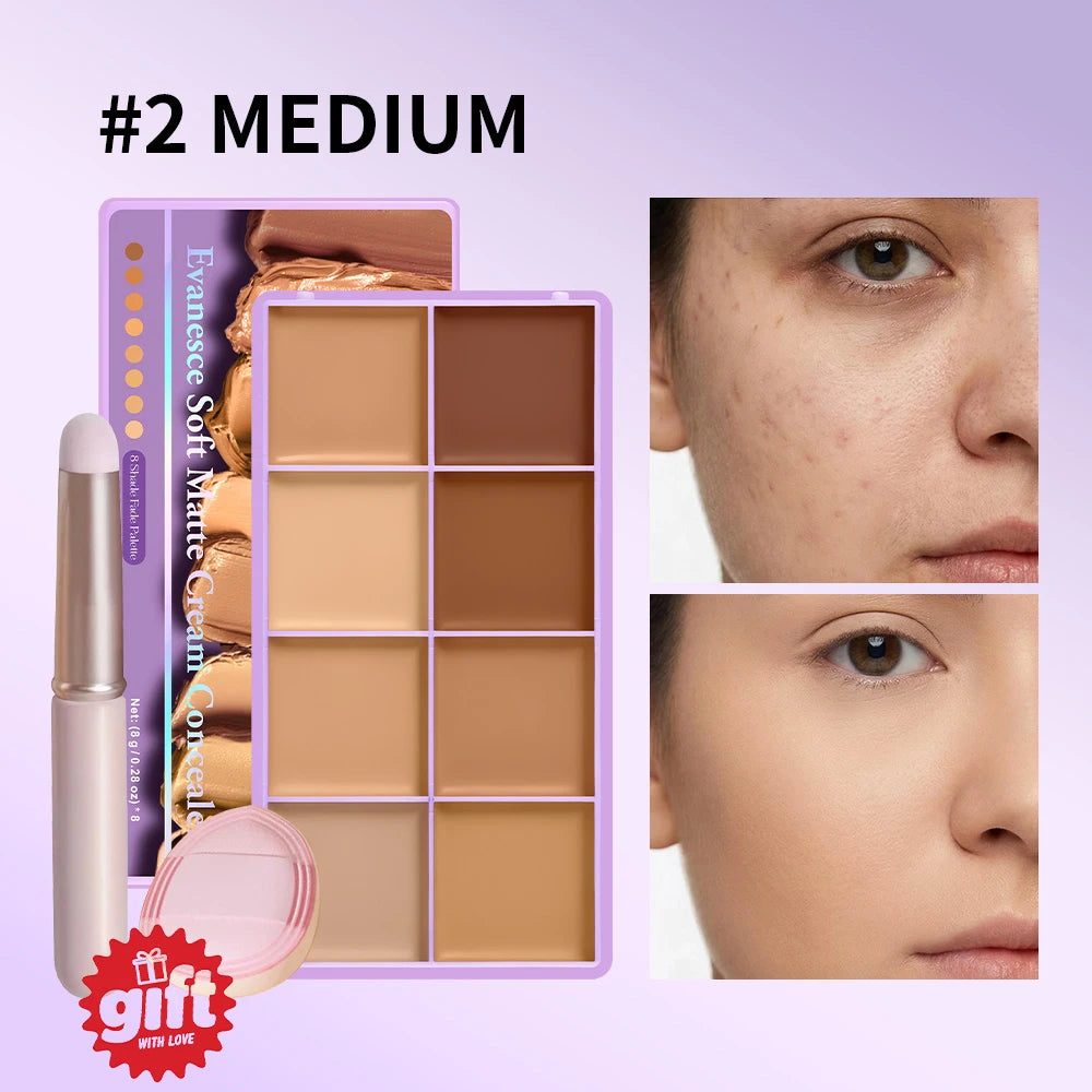 8-Color Professional Cream Concealer and Contouring Palette - 19