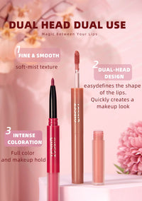 2-in-1 Dual Ended Matte Lip Liner and Long-Lasting Liquid Lipstick