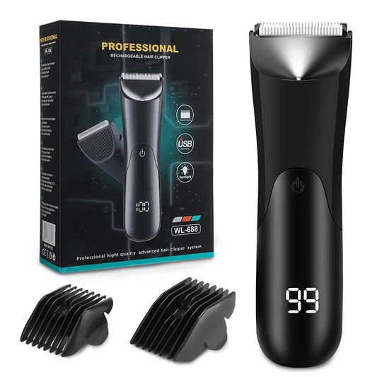 Electric Waterproof Body Hair Trimmer for Men