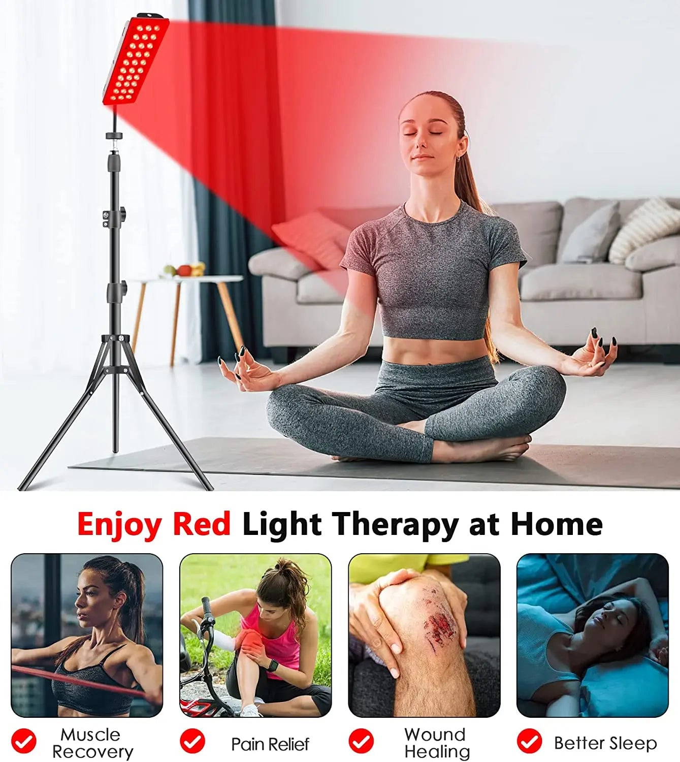 Red Light Therapy Panel with Adjustable Floor Stand - 15