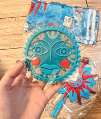 Artistic Sun Design Handheld Makeup Mirror