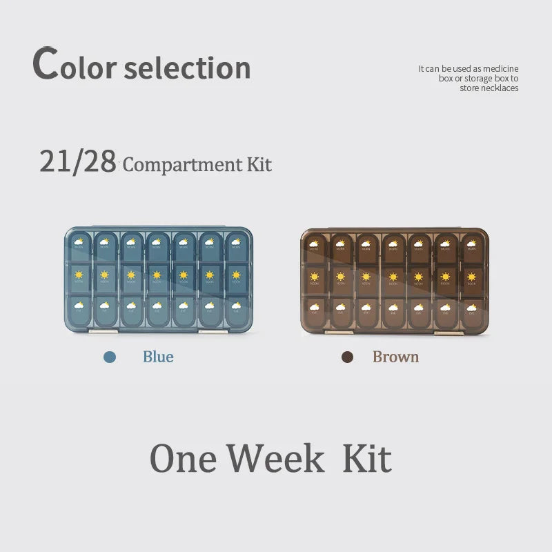 7-Day Portable Weekly Pill Organizer and Medication Dispenser - 12