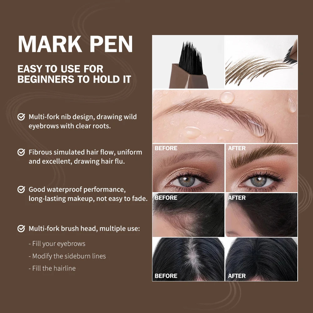 4-Fork Waterproof Microblading Eyebrow Pen - 5