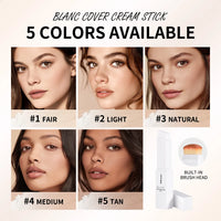 Dual-Ended Waterproof Foundation Concealer Stick with Built-in Brush