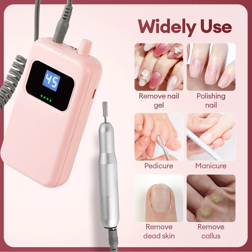 Professional Portable Electric Nail Drill Kit - 6