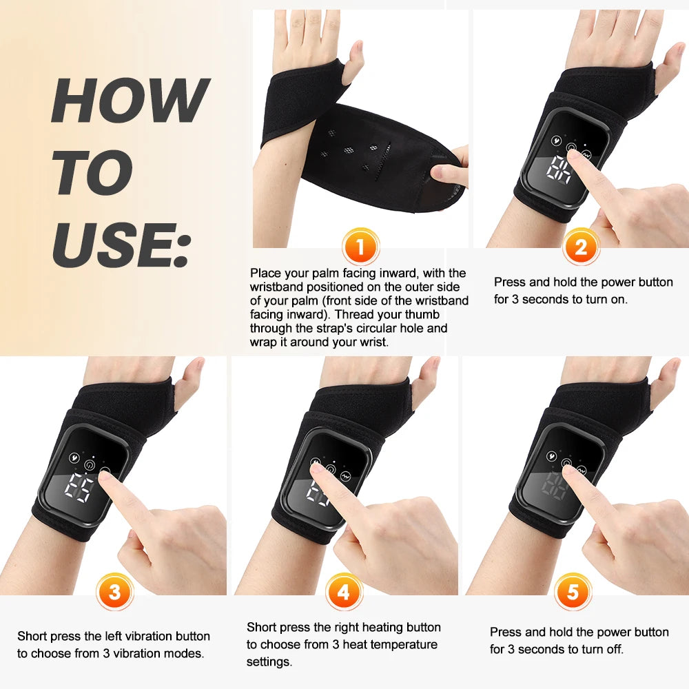 Heated Vibrating Wrist Massager for Pain Relief - 4