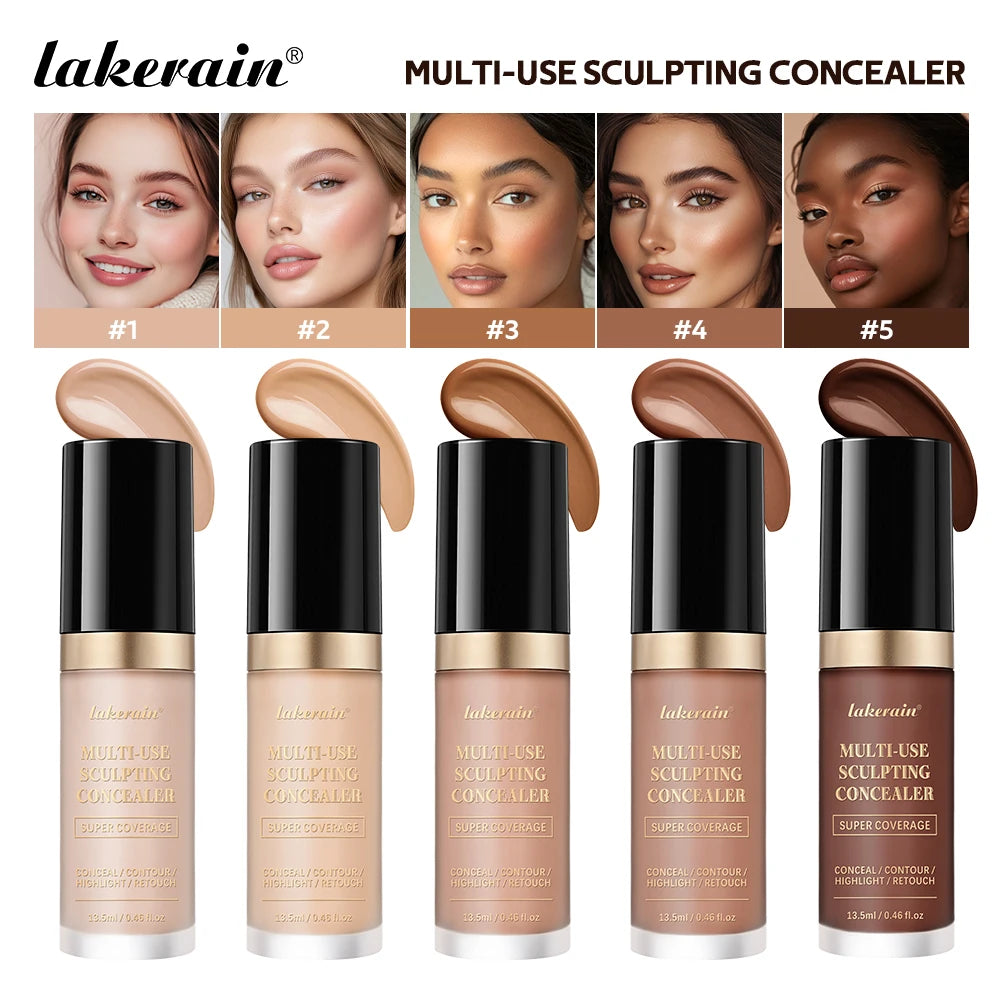 5-Color Waterproof Sculpting Concealer for Flawless Coverage - 2