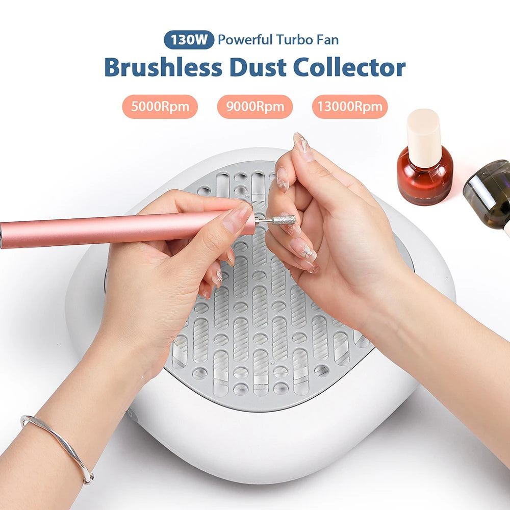 Professional 130W Turbo Nail Dust Extractor with Adjustable Tube - 30