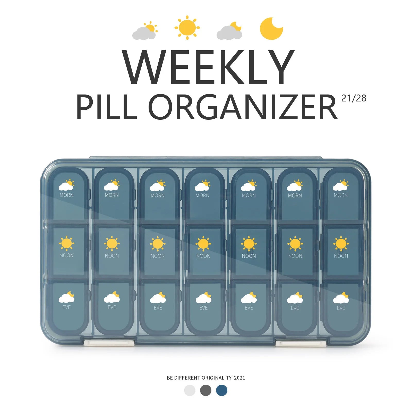 7-Day Portable Weekly Pill Organizer and Medication Dispenser - 1