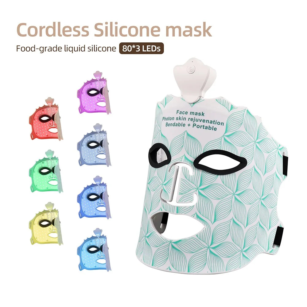 7-Color LED Photon Therapy Silicone Facial Mask - 9