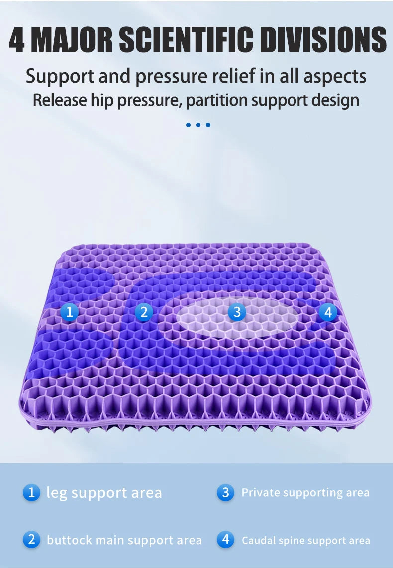 Breathable Honeycomb Gel Seat Cushion for Pain Relief - 9