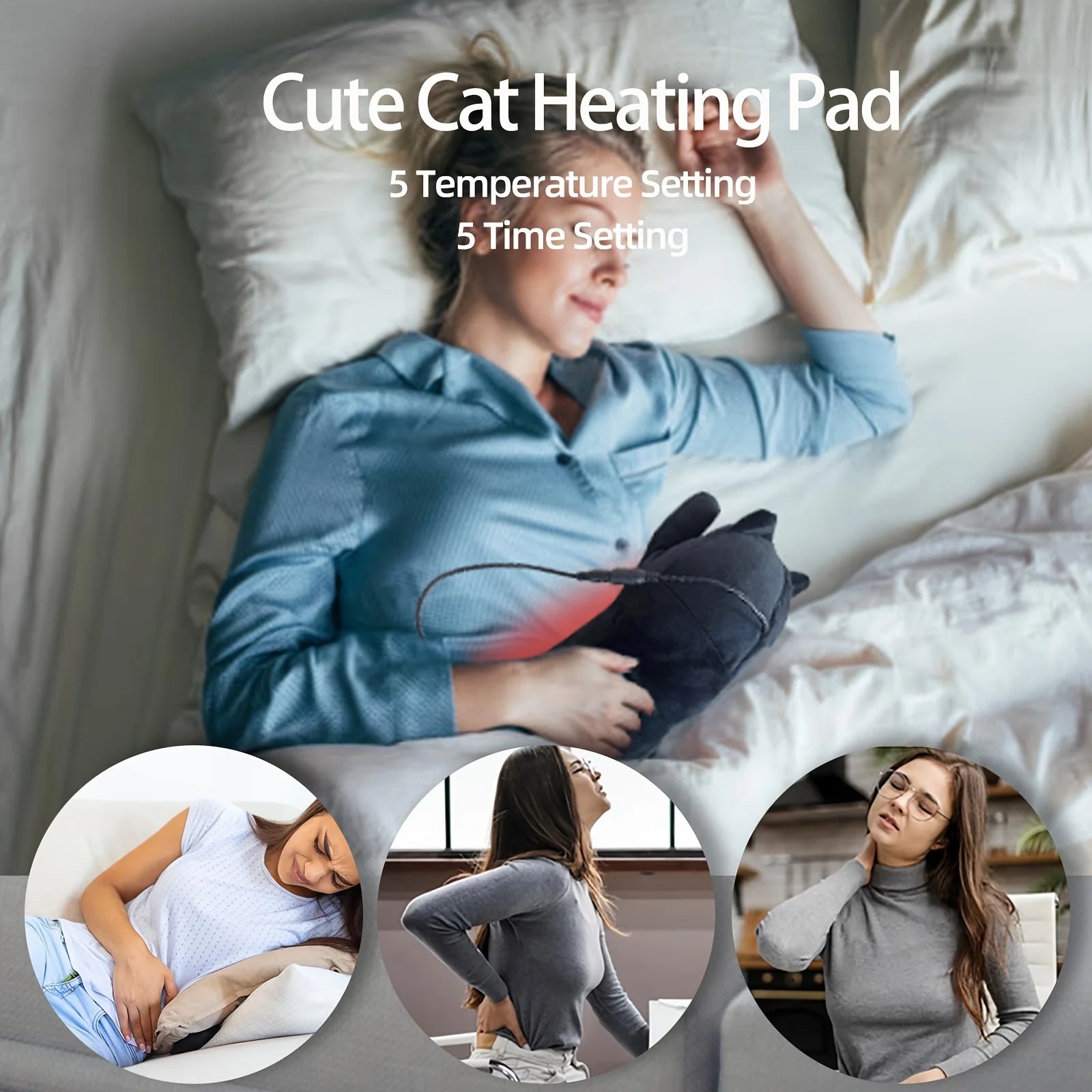USB Heated Cat Comfort Pillow for Cramp Relief - 2