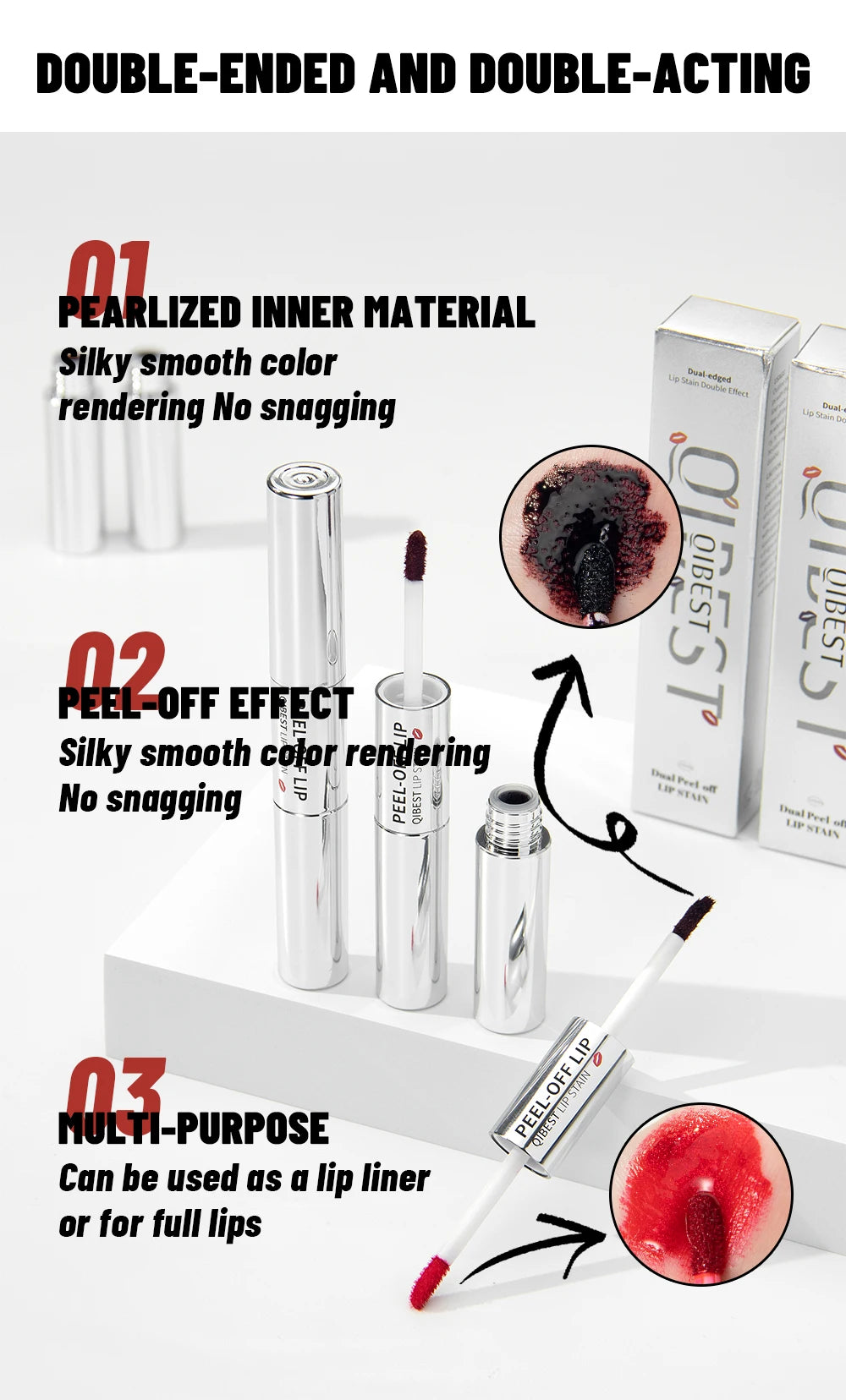Waterproof Peel-Off Lip Stain Liner - 12