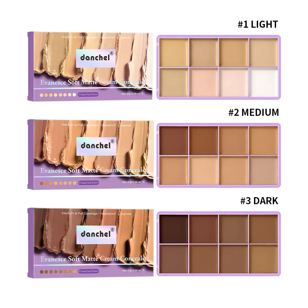 8-Shade Waterproof Full Coverage Cream Concealer Palette - 18