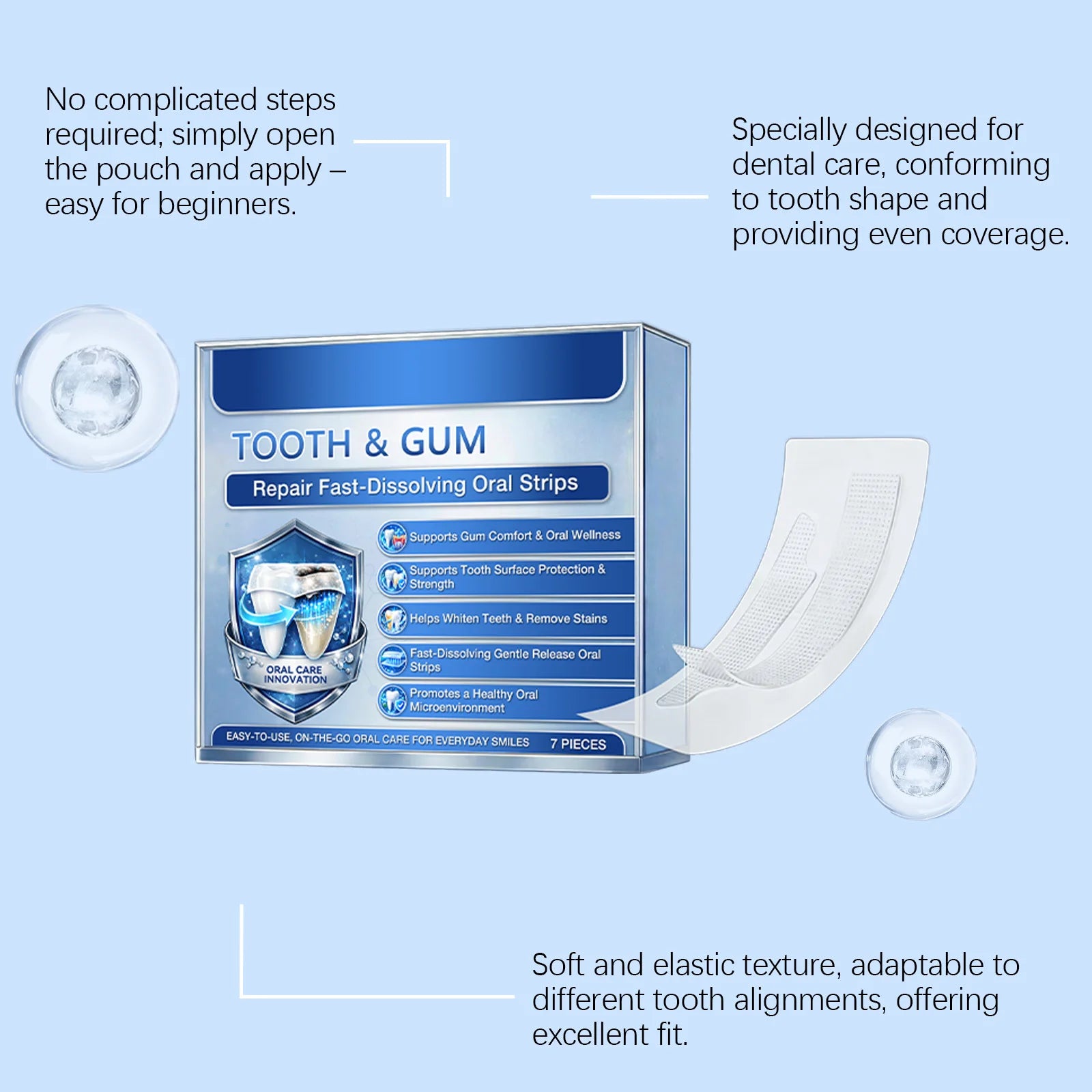 Fast-Dissolving Teeth Whitening and Gum Repair Strips - 10