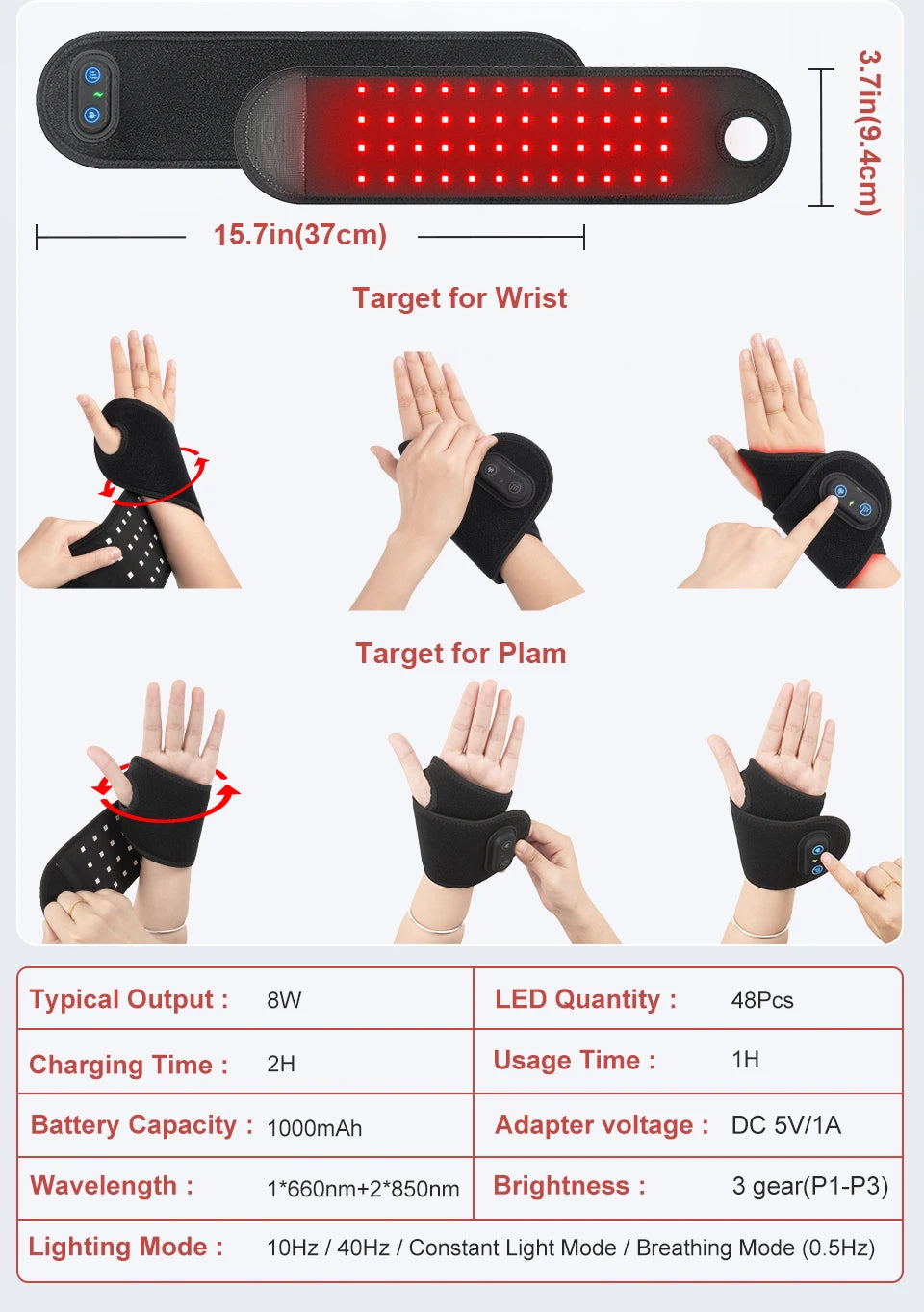 Red Light Therapy Wrap for Wrist and Ankle Pain Relief - 13