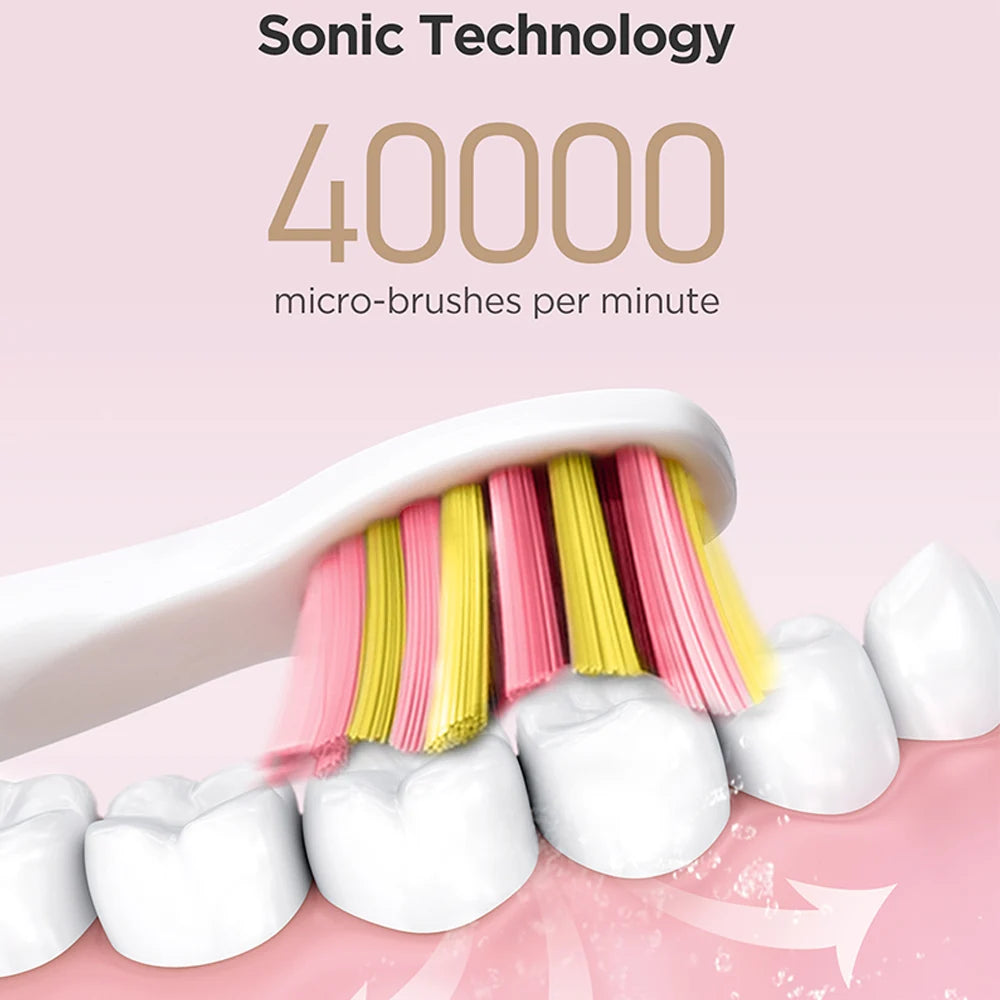 Sonic Electric Toothbrush with Travel Case and Replacement Heads - 3