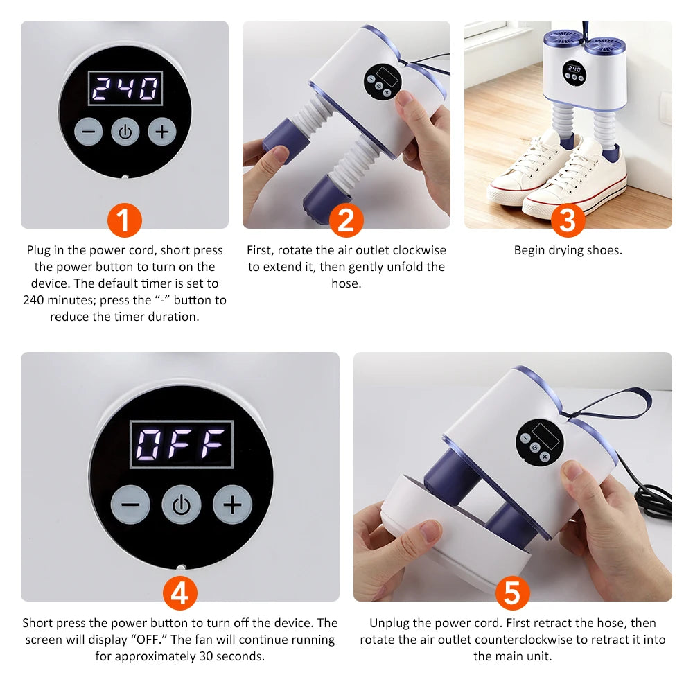 Portable Electric Shoe and Boot Dryer with Timer - 10