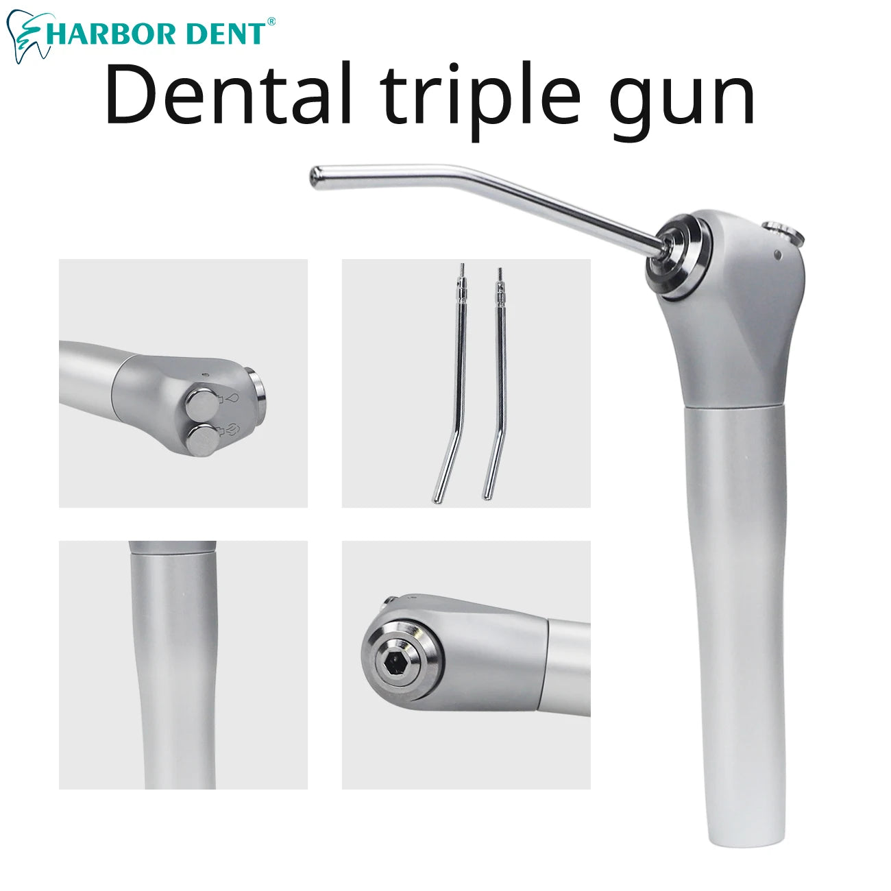 3-Way Dental Air Water Syringe Handpiece with 2 Nozzles - 1