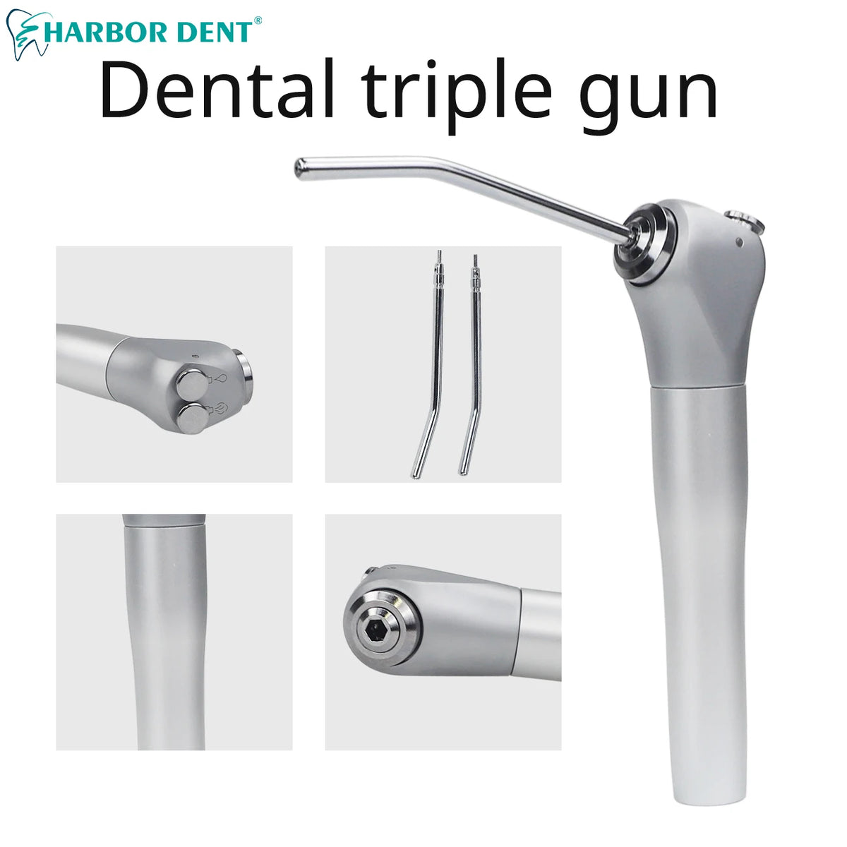 3-Way Dental Air Water Syringe Handpiece with 2 Nozzles