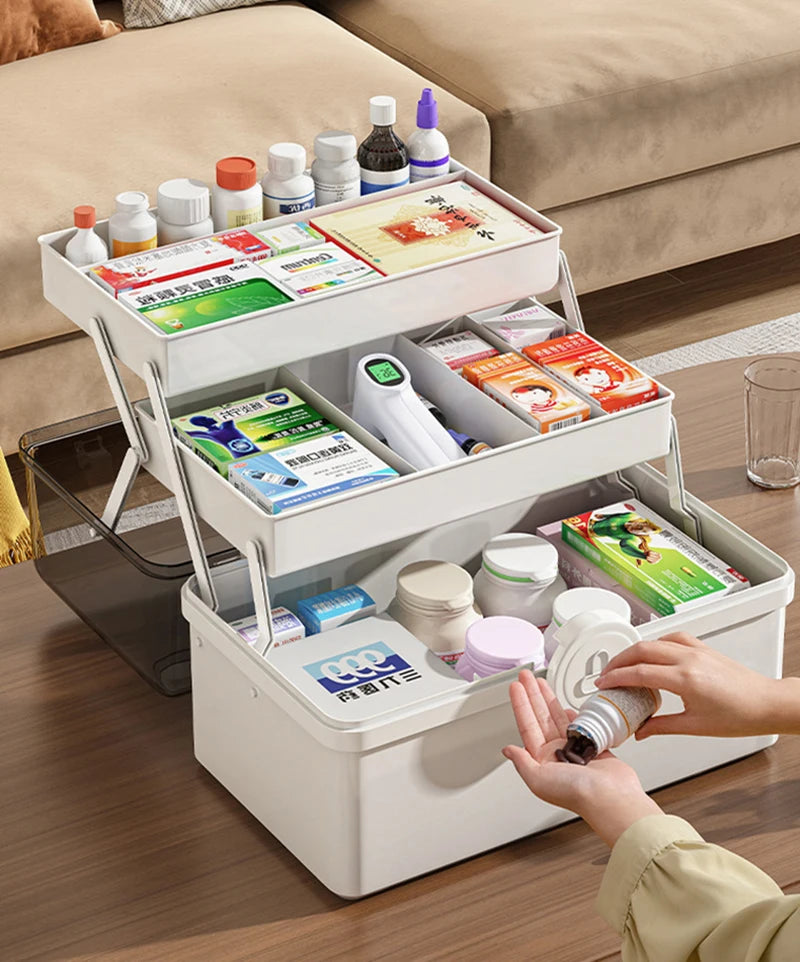 Large Multi-Tier Family Medicine Organizer Storage Box - 5