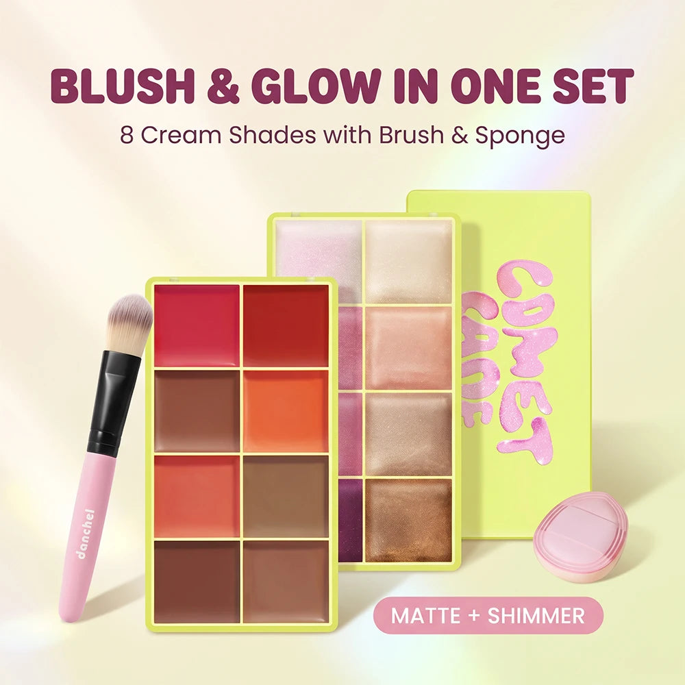 All-in-One Cream Blush and Highlighter Palette Set - 1