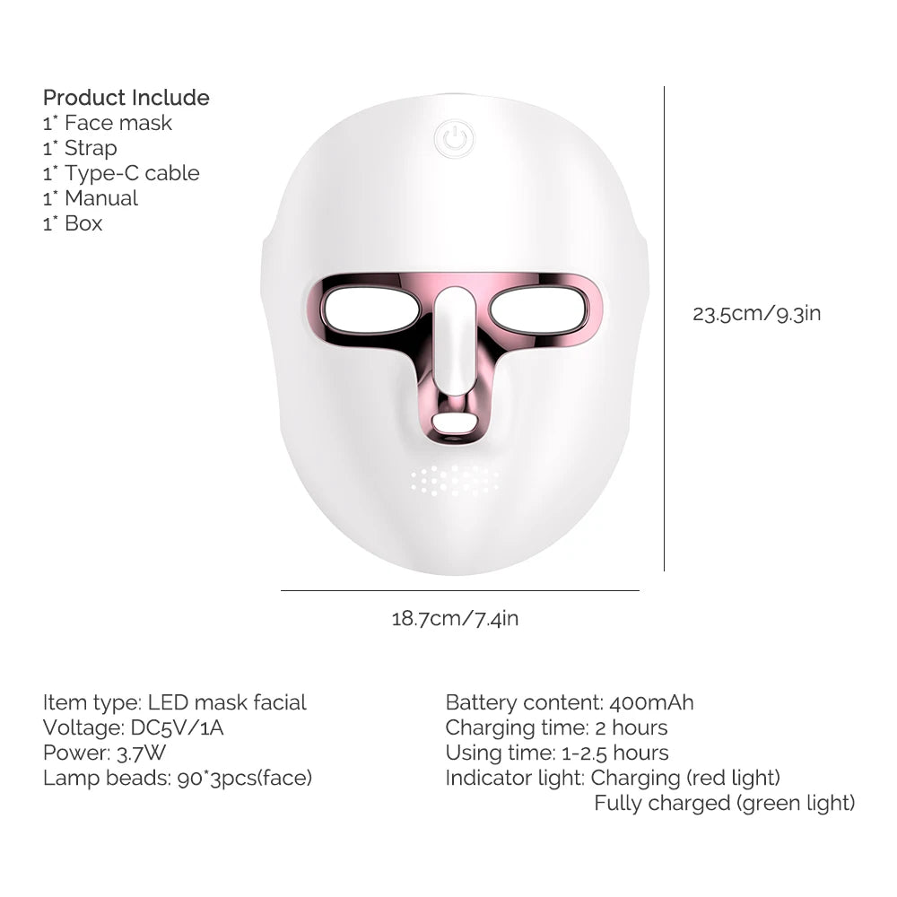 7-Color Photon LED Face and Neck Rejuvenation Mask - 31