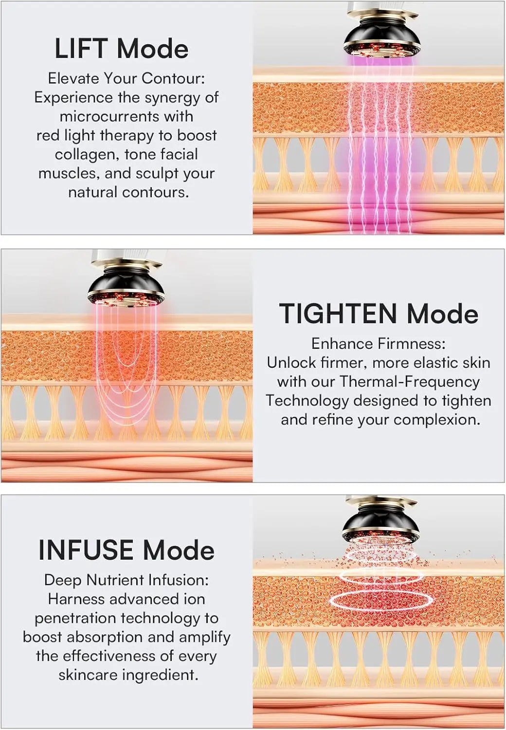 3-in-1 Red Light Therapy Facial & Neck Lifting Device - 3