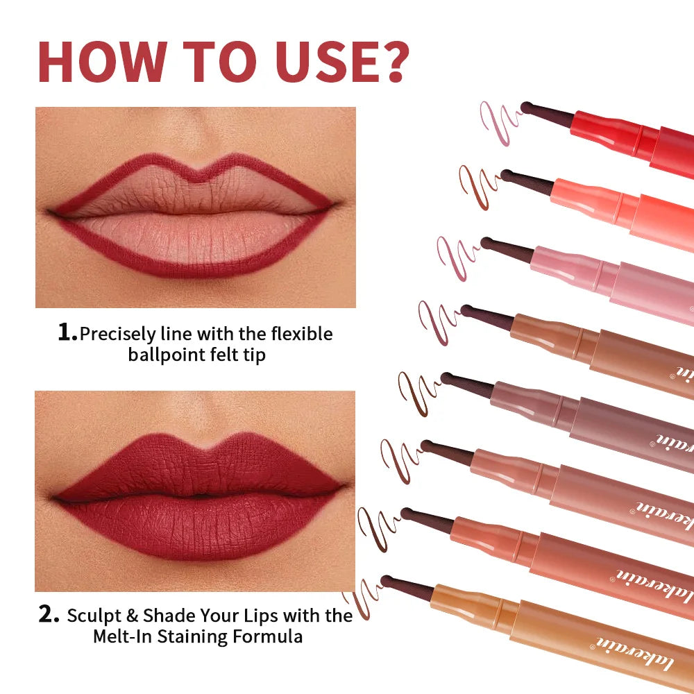 Long-Lasting Waterproof Felt-Tip Lip Liner Stain - 6