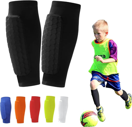 Protective Soccer Shin Guard Sleeves with Honeycomb Padding