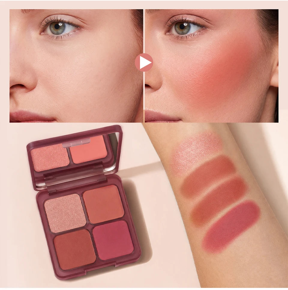 4-Color Soft-Focus Blurring Blush Palette - 12
