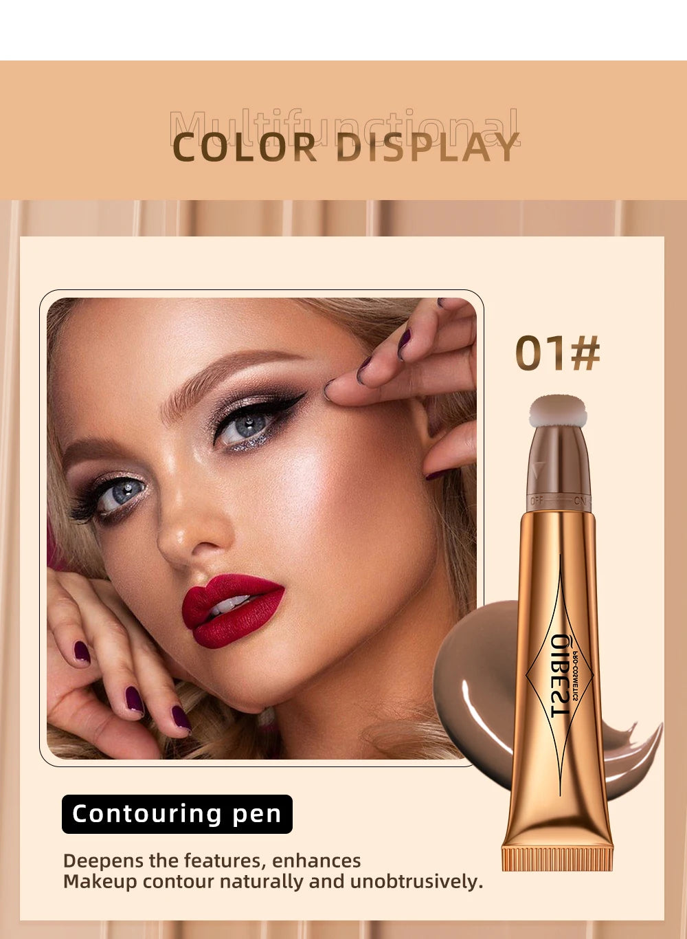 Liquid Contour, Blush and Highlighter Wand with Cushion Applicator - 12