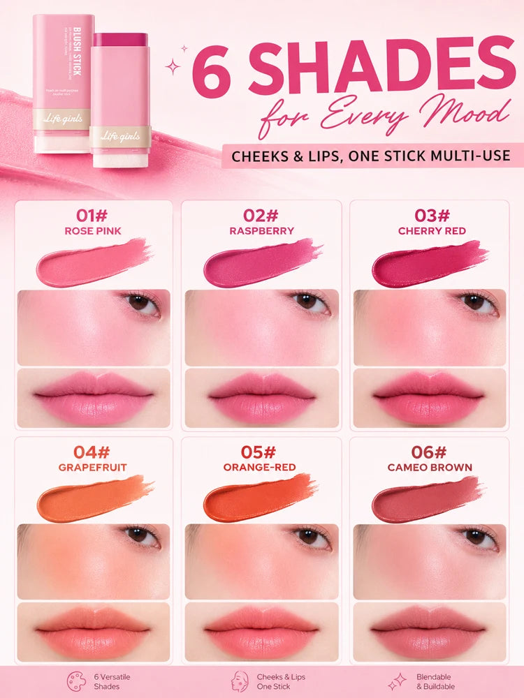 3-in-1 Cream Blush Stick for Cheeks, Lips, and Eyes - 10