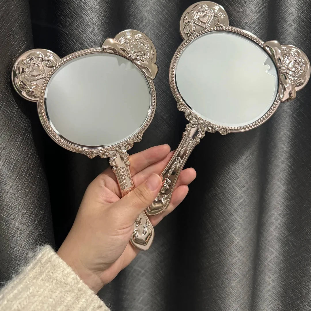 Vintage Aesthetic Bear Handheld Makeup Mirror - 2