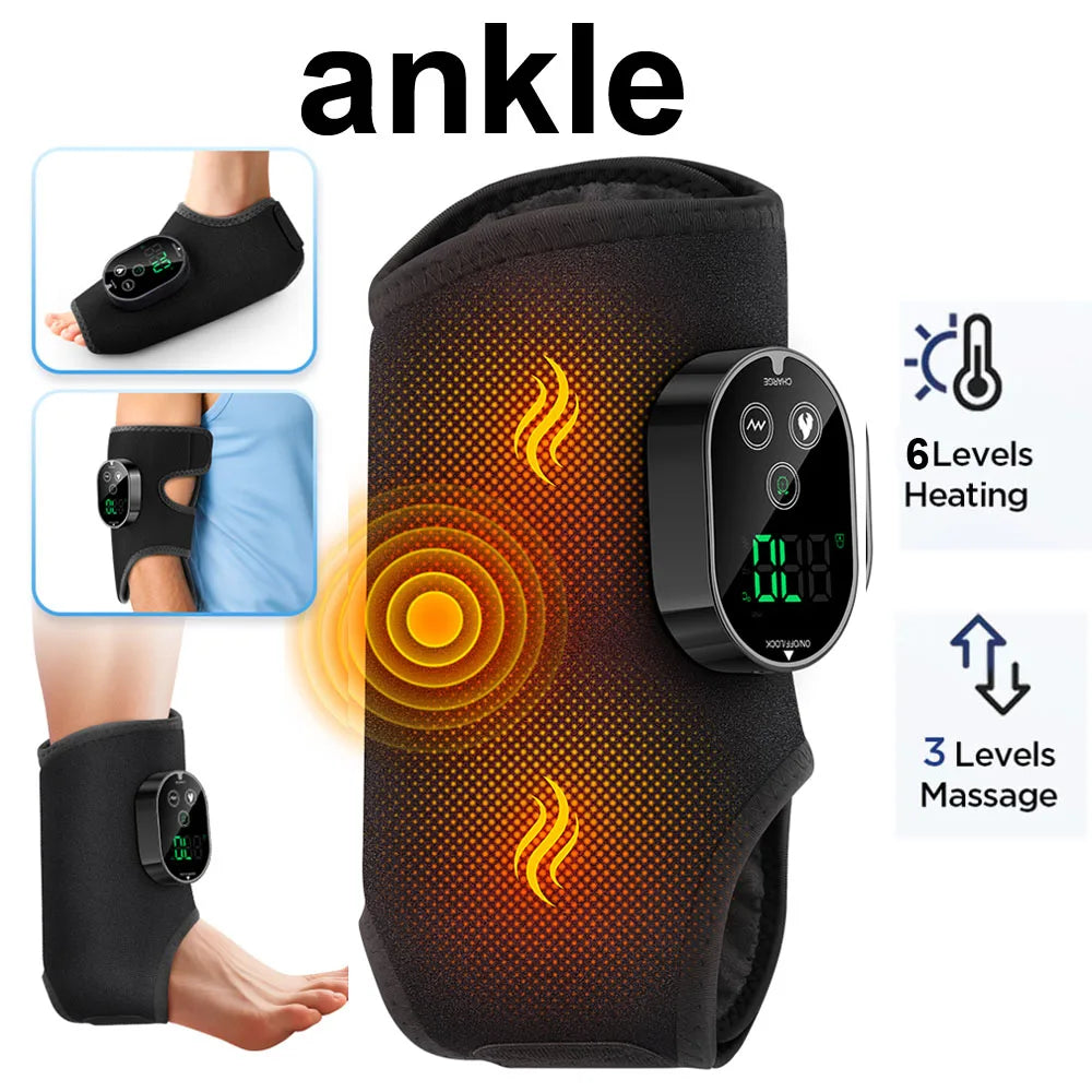 Heated Vibration Ankle Massager Brace for Pain Relief - 58