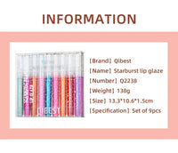 9-Piece Glitter Lip Gloss Set for Shimmering Lips