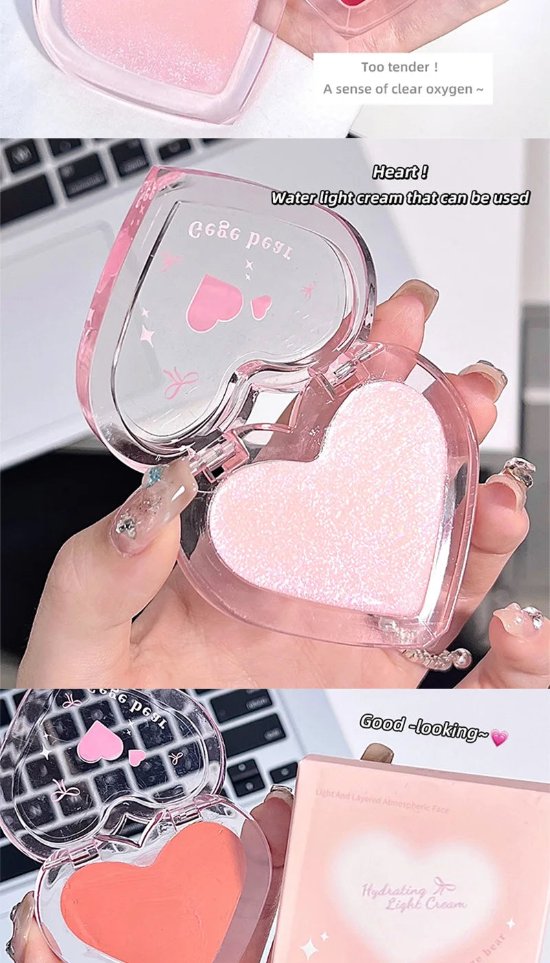 Heart-Shaped Water-Luminous Blush & Highlighter Cream - 8