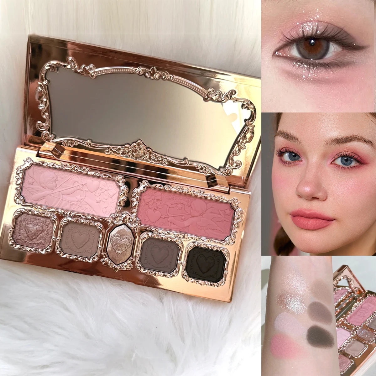 7-Color Strawberry Cupid Eyeshadow and Highlighter Palette - 7